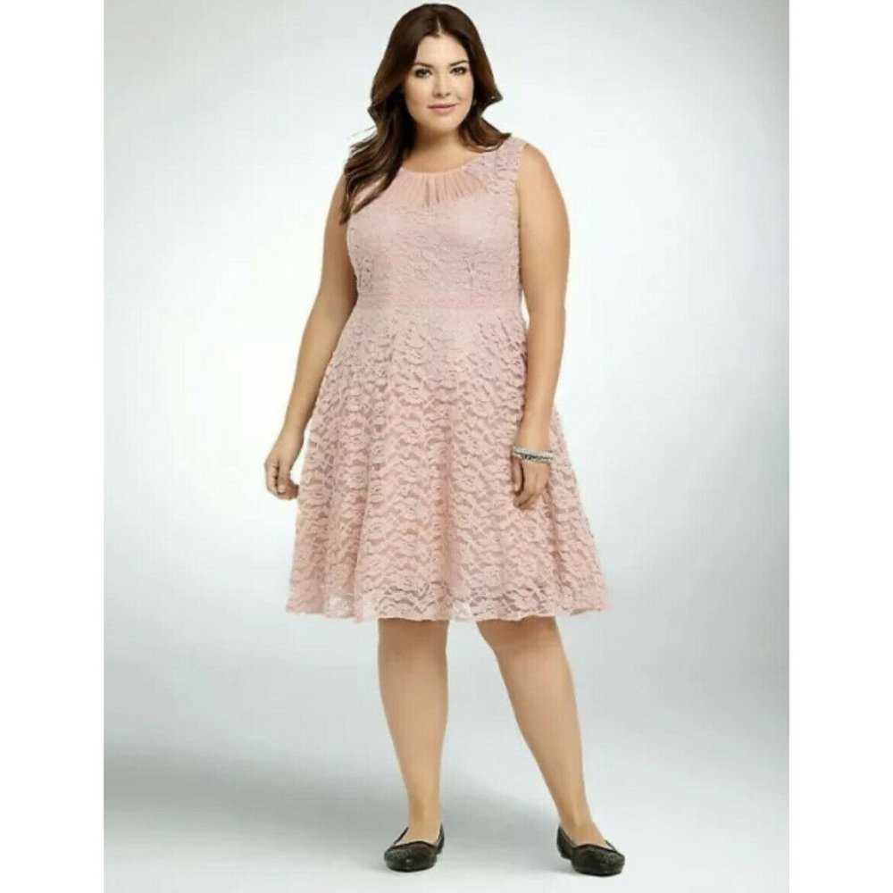 Torrid Dress Dusty Pink Boho Romantic Fit & Flare Plus Size 16 1X Metallic Lace